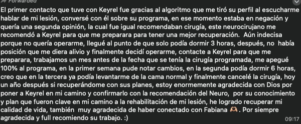 Testimonio de Guadalupe sobre su recuperación de hernia L5-S1 sin cirugía